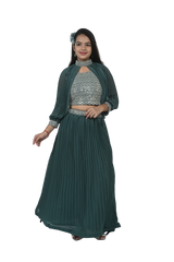 Enchanted Pines Georgette Sequin Embroidered Choli and Lehenga Set for kids