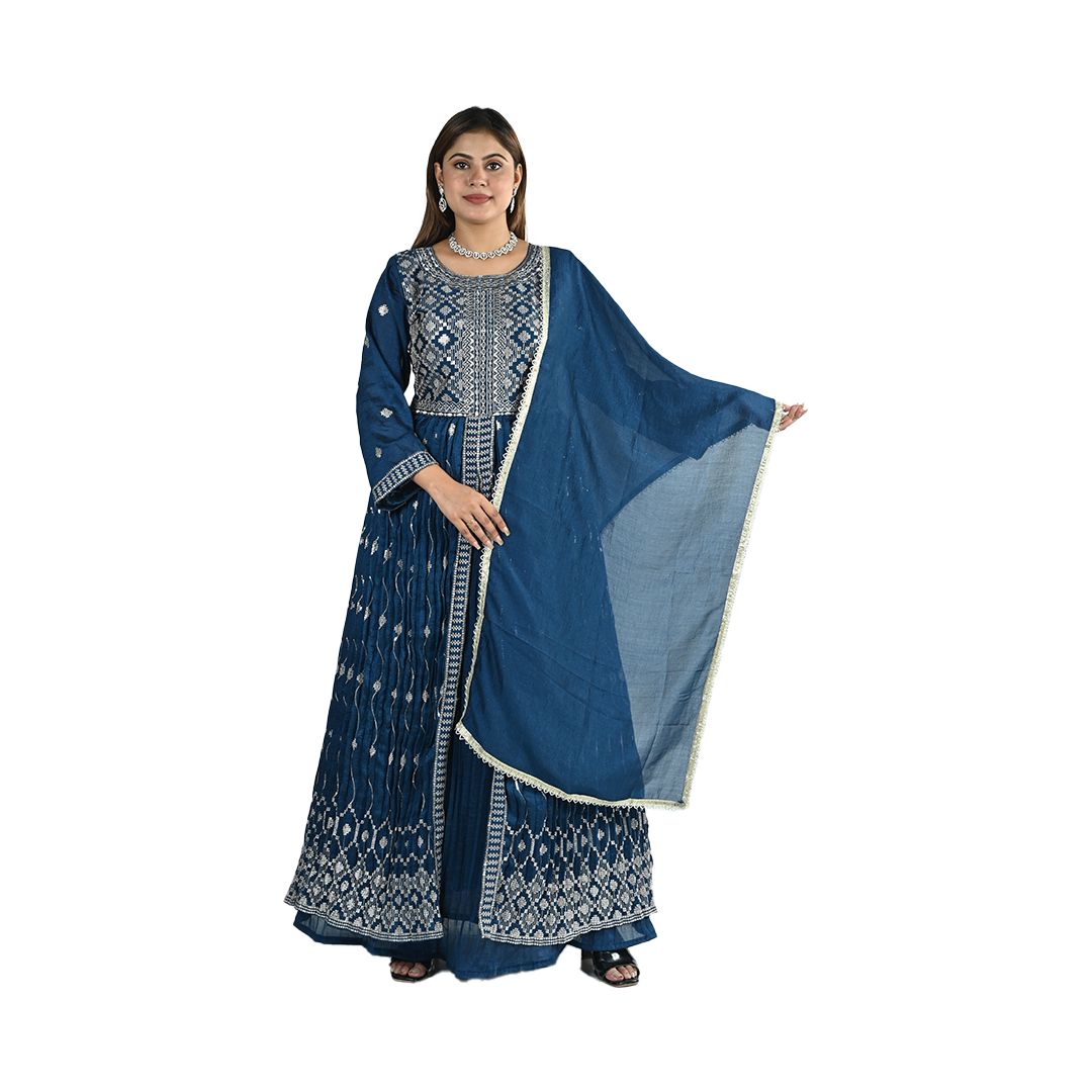 Royal Sapphire Anarkali Elegance Que Papa