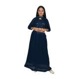 Royal Splendor Royal Blue Georgette Silver Sequin Embroidery Lehenga Set for kids