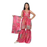 Golden Elegance Digital Printed Sharara Set for kids