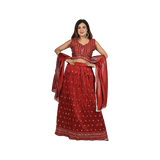 Scarlet Elegance Red Georgette Sequin Embroidery Lehenga Set