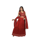 Scarlet Elegance Red Georgette Sequin Embroidery Lehenga Set