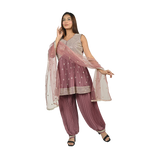 Onion Pink Elegance Georgette Sequin Embroidery Kurti Set