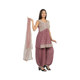 Onion Pink Elegance Georgette Sequin Embroidery Kurti Set