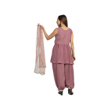 Onion Pink Elegance Georgette Sequin Embroidery Kurti Set