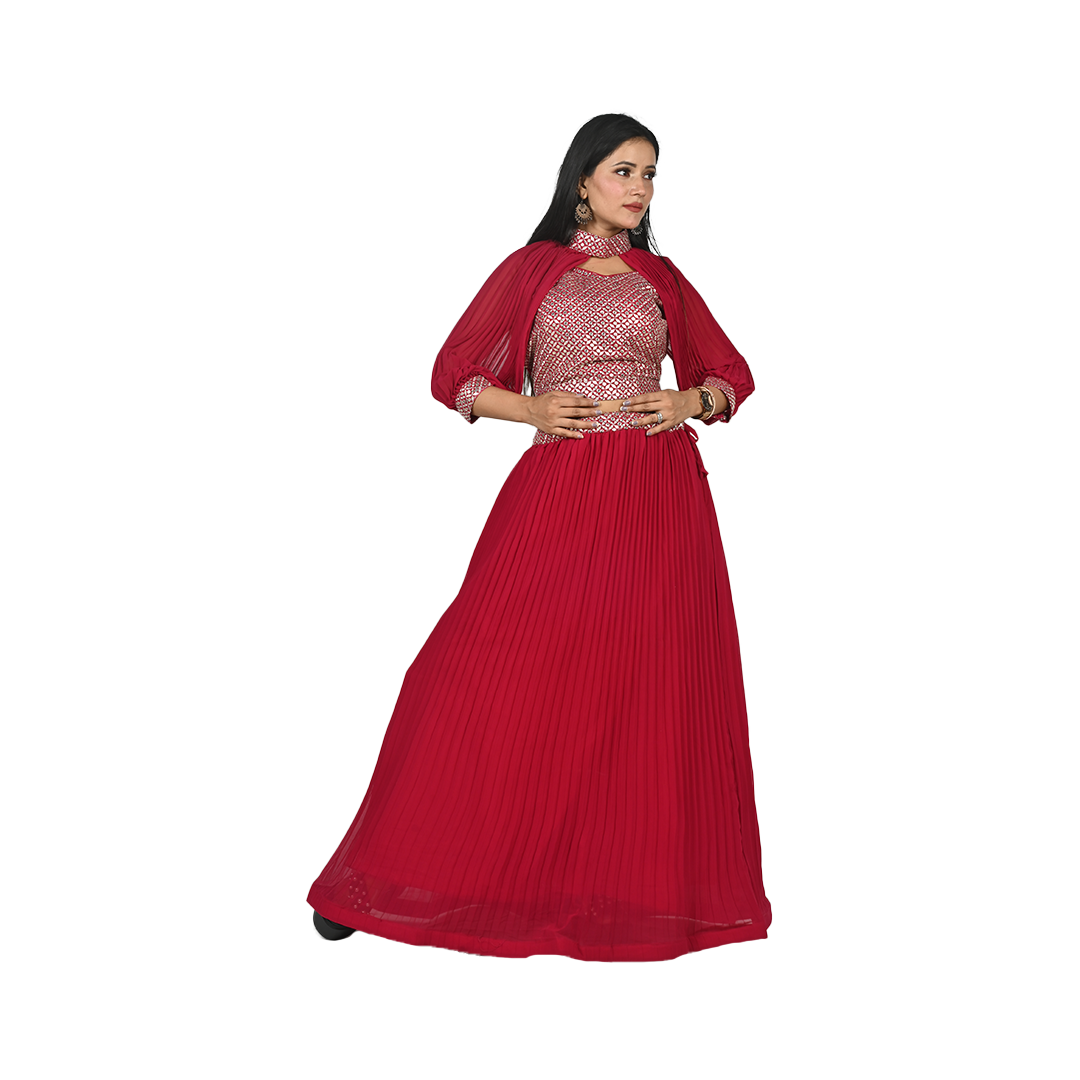 Scarlet red choli set main image 1