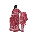 Red Printed Anarkali Style Full-Length Gown