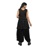 Noir Elegance Black Georgette Sequin and Zari Embroidery Pleated Kurti Set