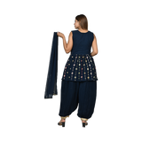 Midnight Blossom Georgette Sequin Embroidery Kurti Set