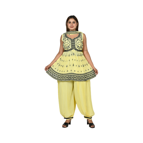 Contrast Elegance Yellow Salwar Suit