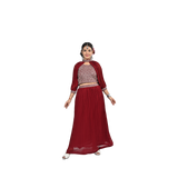 Chic Wine Georgette Sequin Embroidery Lehenga Choli for kids