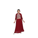 Chic Wine Georgette Sequin Embroidery Lehenga Choli for kids