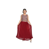 Chic Wine Georgette Sequin Embroidery Lehenga Choli for kids
