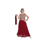 Chic Wine Georgette Sequin Embroidery Lehenga Choli for kids