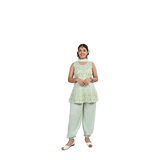 Elegant Sea Green Georgette Sequin Embroidery Salwar Kameez for kids