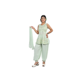 Elegant Sea Green Georgette Sequin Embroidery Salwar Kameez for kids