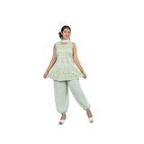 Elegant Sea Green Georgette Sequin Embroidery Salwar Kameez for kids