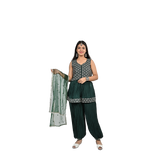 Elegant Bottle Green Georgette Sequin Embroidery Salwar Kameez for kids
