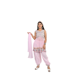 Elegant Baby Pink Georgette Sequin Embroidery Salwar Kameez for kids