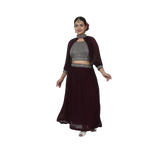 Wine Georgette Sequin Embroidery Choli and Lehenga Set for kids