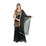 Midnight Gold Thread Embroidered Sharara Set