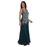 Deep Teal Sequin Co-ord Top with Flowing Palazzo Pants