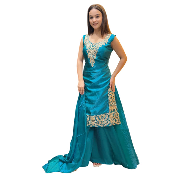 Aqua Radiance Embroidered Sharara Set