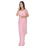 Blush Pink Cape Saree Elegance