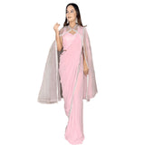Blush Pink Cape Saree Elegance