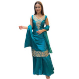 Emerald Royale Embroidered Kurti Skirt Set
