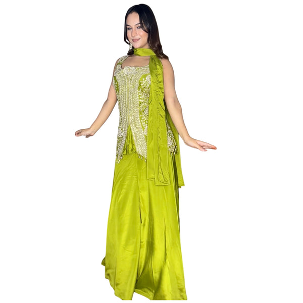 Mustard Yellow Embroidered Palazzo Set