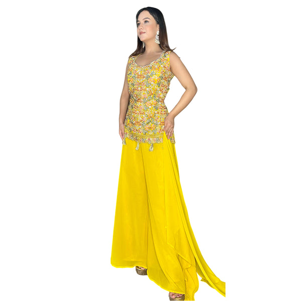 Sunbeam Blossom Embroidered Sharara Set