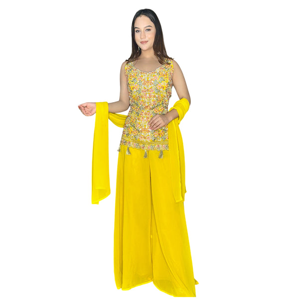 Sunbeam Blossom Embroidered Sharara Set