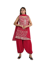 Red Afghani Pant and Kurti Set