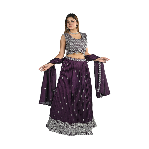 Regal Plum Georgette Lehenga Choli