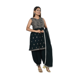 Deep Green Beauty Georgette Sequin and Thread Heavy Embroidery Kurti Set