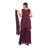 Maroon Blossom Embroidered Suit