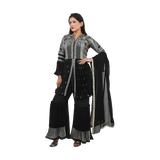 Midnight Elegance Georgette Embroidered Sharara Suit