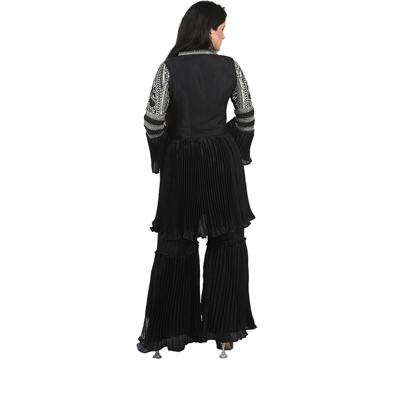 Midnight Elegance Georgette Embroidered Sharara Suit