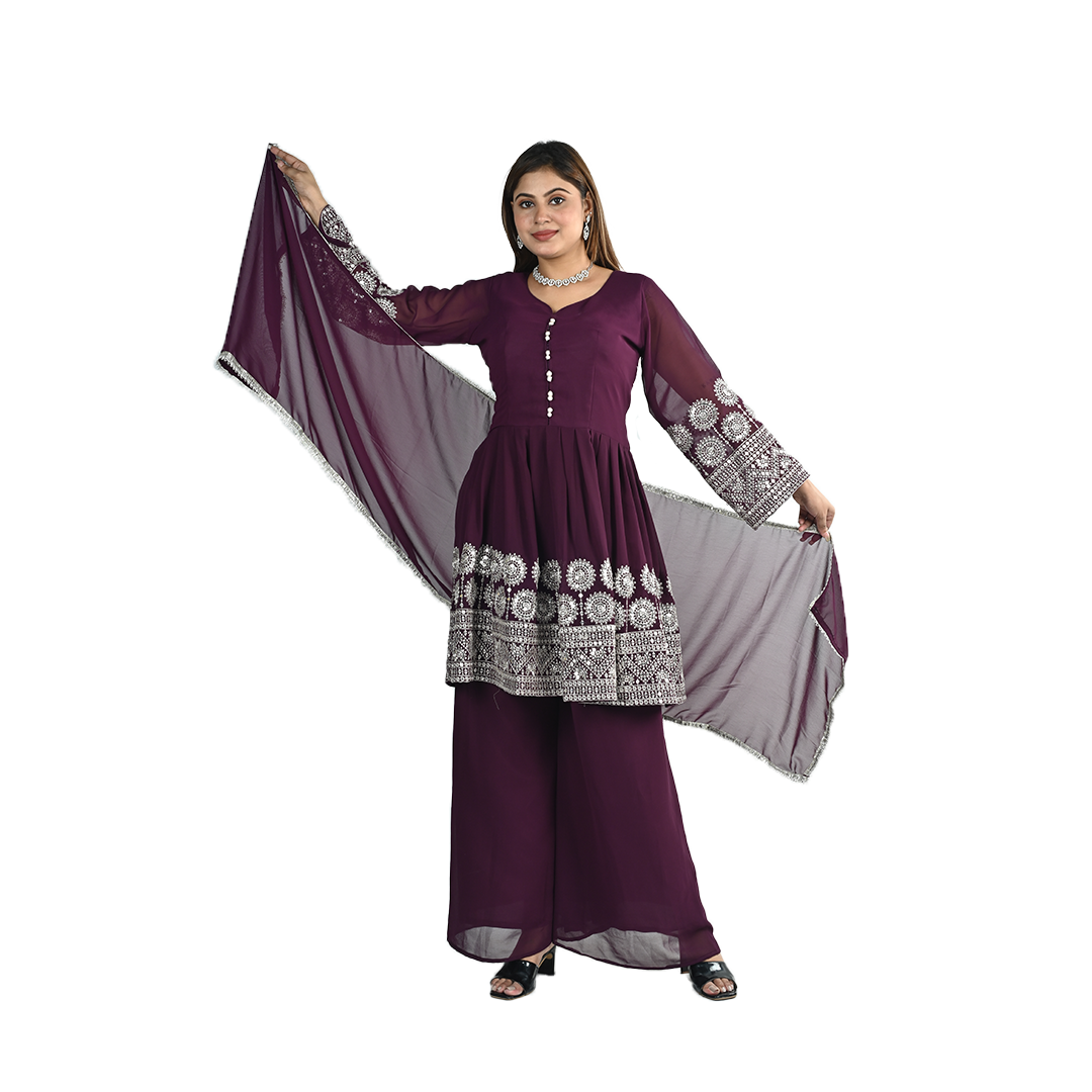 Royal Elegance Purple Salwar Suit Que Papa