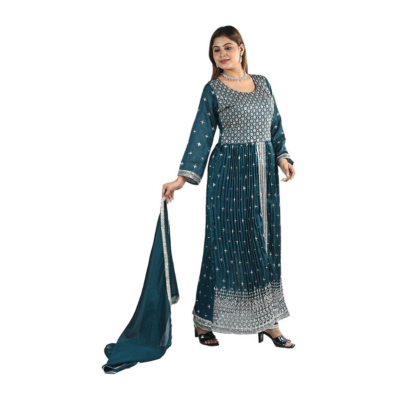 Teal Elegance Anarkali Suit