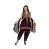 Plum Radiance Plum Georgette Sequin, Thread, and Bead Work Kurti and Dhoti Set