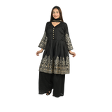 Black Embroidered Sharara Suit