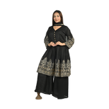 Black Embroidered Sharara Suit