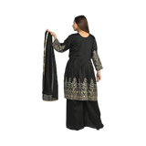 Black Embroidered Sharara Suit