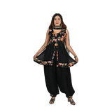 Midnight Elegance Black Georgette Sequin and Thread Embroidery Kurti and Afghani Style Pants Set