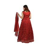 Scarlet Elegance Red Georgette Sequin Embroidery Lehenga Set