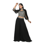 Black Beauty Georgette Sequin Embroidery Choli and Lehenga Set