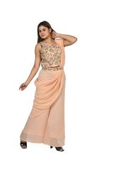 Peach Blossom Chiffon Drape Style Ensemble