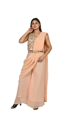 Peach Blossom Chiffon Drape Style Ensemble